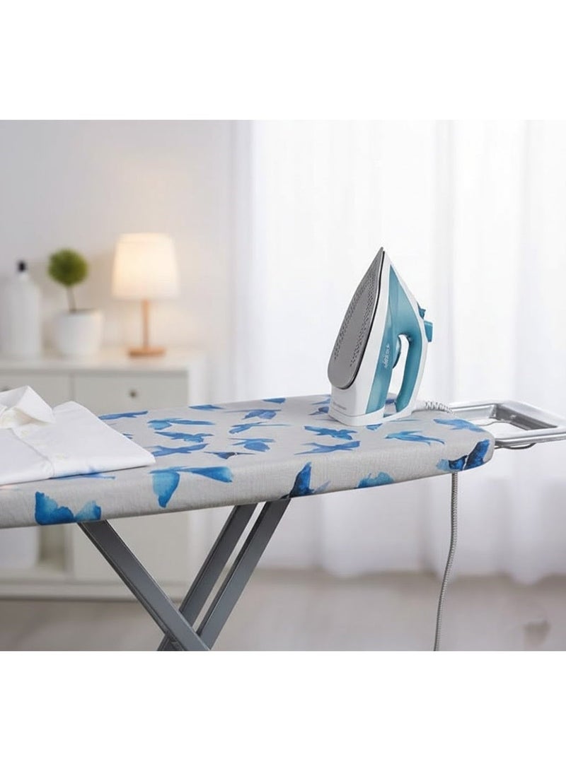 غطاء ترابيزة حديد - مقاوم للحرارة - مادة جيدة - سهل التركيب والتنظيف - مقاس 38 × 120 سم - متعدد الألوان وخطوط (كتان ثقيل) أبيض وأزرق - Image 1